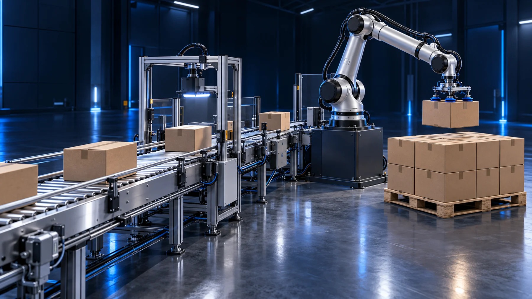 Concept illustration of a robotic packaging cell